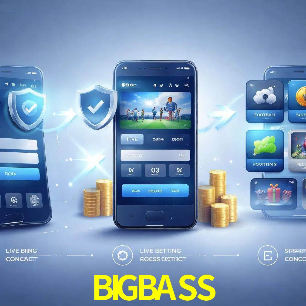 Pasos de acceso a la app BIGBASS en pantalla de teléfono móvil