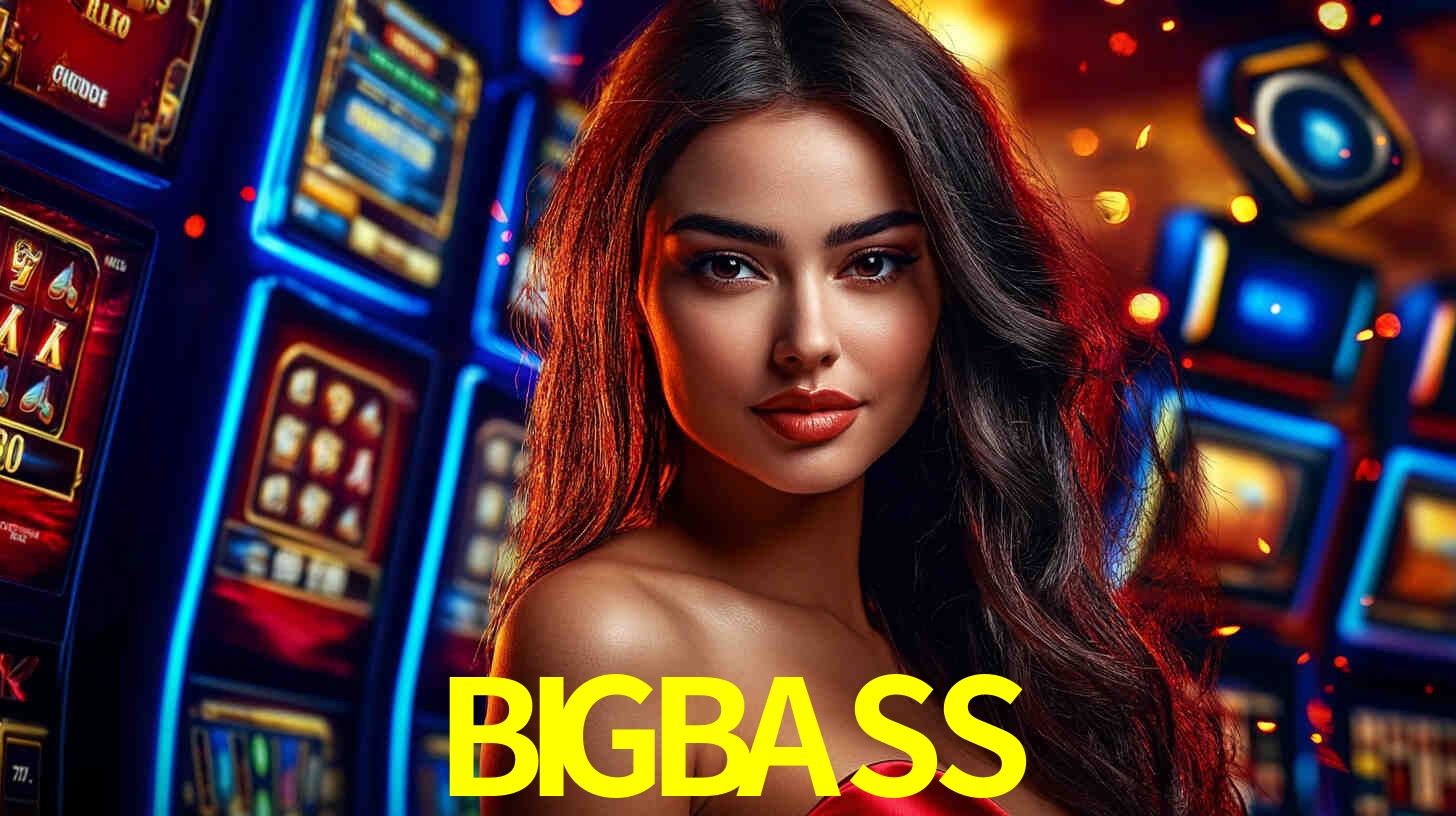 Una escena digital vívida inspirada en casino con BIGBASS mostrado prominentemente, luces brillantes, fichas, cartas y acentos dorados.